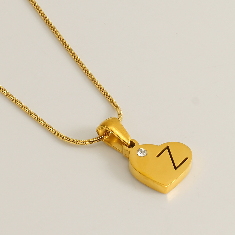 Gold / 1 Piece Simple Series Simple Letter Z Stainless Steel 18K Gold Plated Rhinestone Unisex Pendant Necklaces Picture26